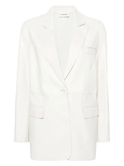 P.a.r.o.s.h Single-breasted Leather Blazer In White