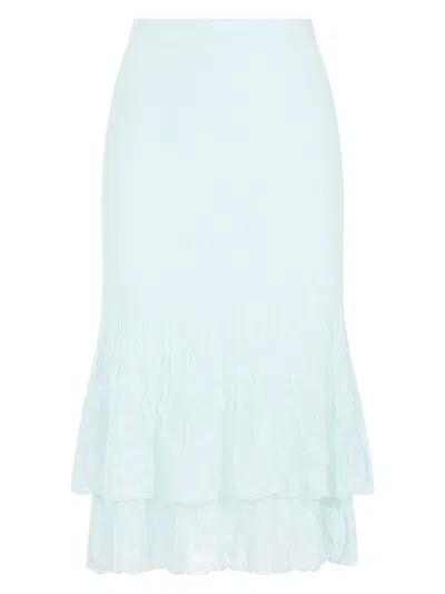 Bottega Veneta Cotton Midi Skirt For Women – Ss24 Collection In Blue