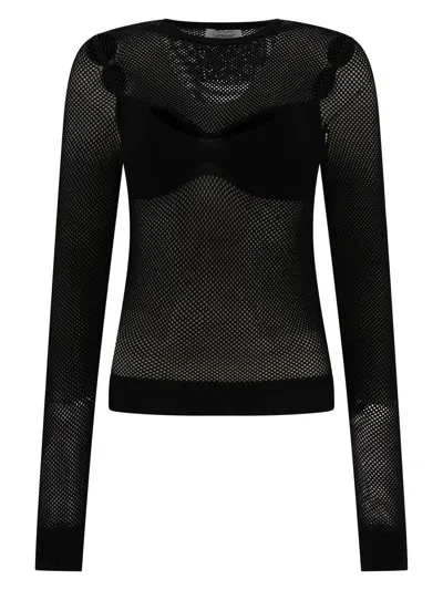 Off-white Sleek Black Net Arrow Top For Women In Black