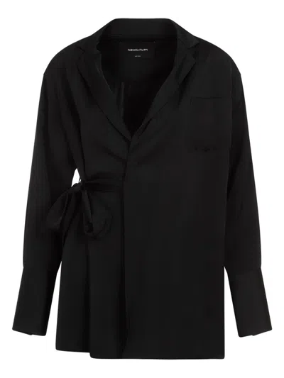 Fabiana Filippi Open-front Satin Blazer In Black