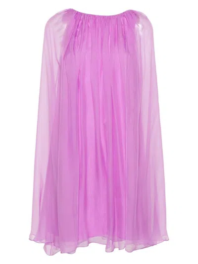 Max Mara Purple Silk Midi Dress In Purple
