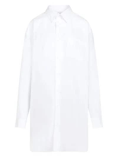 Maison Margiela Oversize Cotton Poplin Long Shirt In White