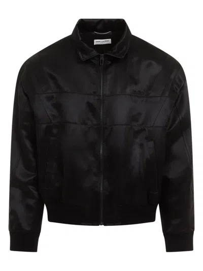 Saint Laurent Teddy Full Zip Jacket In Black
