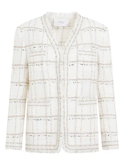 Giambattista Valli Check-pattern Tweed Jacket In White