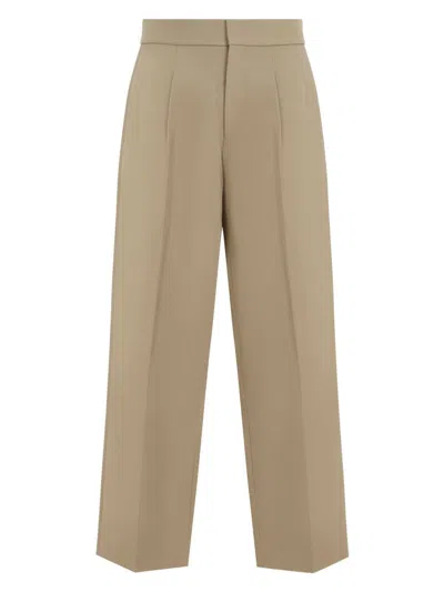 Fear Of God Single Pleat Wool Trousers With Belt Loops In Nude & Neutrals