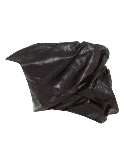 Rick Owens Black Draper Bustier Calf Leather Top In Black