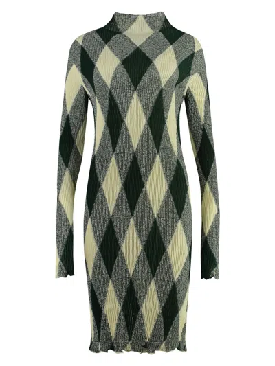 Burberry Cotton-silk Blend Dress In Green