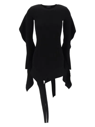 Shop Mugler Women's Asymmetric Mini Dress With Ruffle Details In Nero