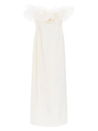 Alessandra Rich Strapless Dress With Organza Details In White