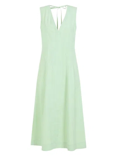 Bottega Veneta V-neck A-line Midi Dress In Green