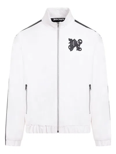 Palm Angels Monogram Off White Leather Jacket In White