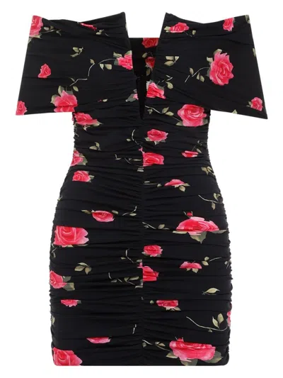 Magda Butrym Draped Floral-print Mini Dress In Black
