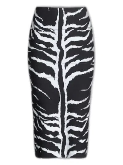 Alaïa Zebra-print Pencil Skirt With Cutout Detail In Black