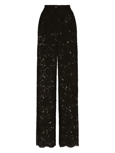 Dolce & Gabbana Flared-leg Lace Pants In Black