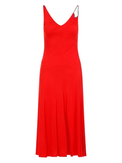 Lanvin Red Flame Sleeveless A-line Midi Dress In Red