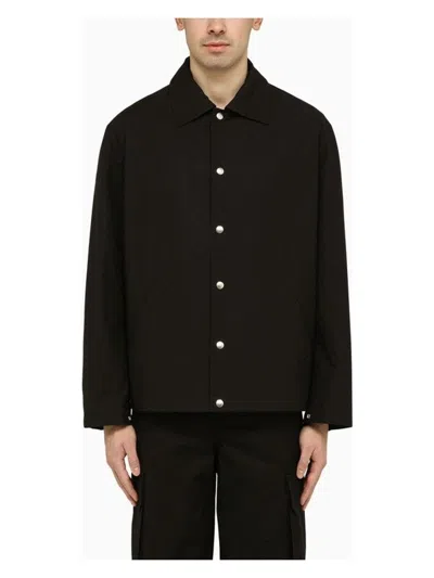 Jil Sander Black Shirt-jacket With Logo In Black
