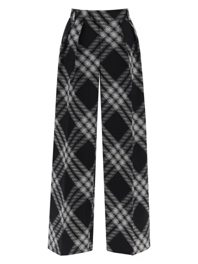 Burberry Double Pleated Checkered Palazzo Pants In Mixed Colours