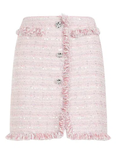 Giambattista Valli Boucle Mini Skirt Sequin Embellishments In Pink & Purple