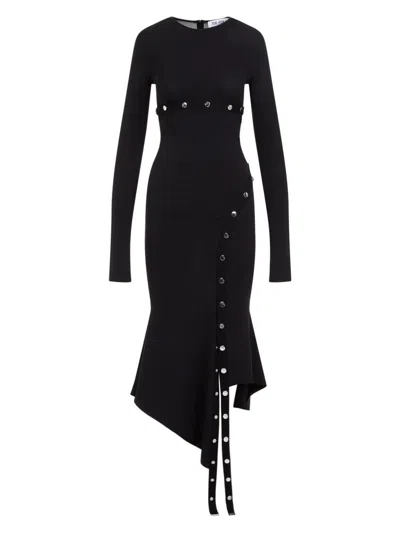 Shop Attico Women's Asymetric Convertible Midi Dress In Black