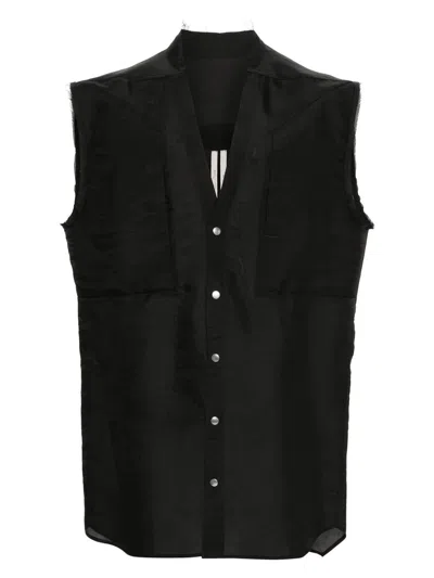 Rick Owens Raw Cut-detailing Vest In Black