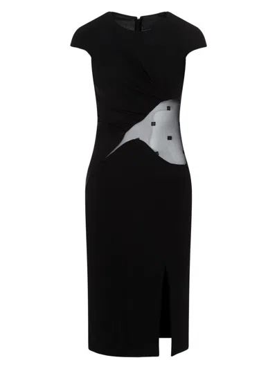 Givenchy Womens Black Semi-sheer Cut-out Woven Midi Dress In Black