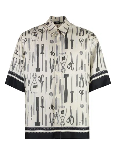 Fendi Multicolor Tools Print Shirt In Sambuco