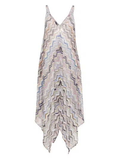 Missoni Zigzag-woven Crochet Maxi Dress In Blue