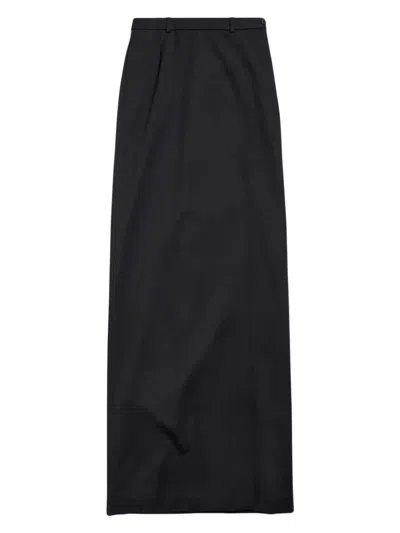 Balenciaga Women Wool Midi Skirt In Black