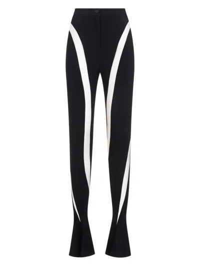 Mugler Leggings With Transparent Panels In Black