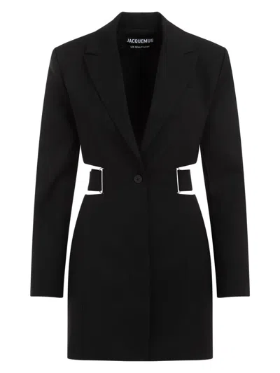 Jacquemus 'la Robe Bari' Black Single-breasted Jacket With Cut-out In Black