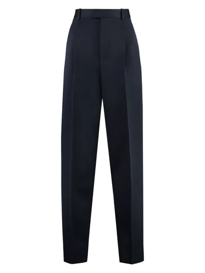 Bottega Veneta Navy Straight Leg Tailored Trousers For Women In Blue
