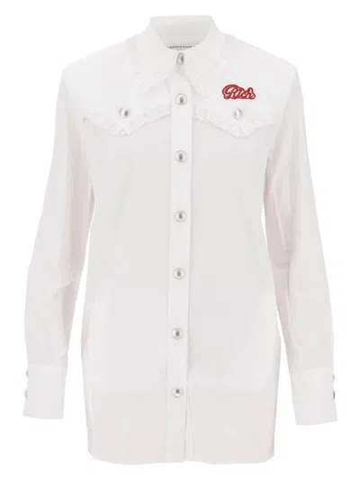 Alessandra Rich Logo Patch Mini Dress In White
