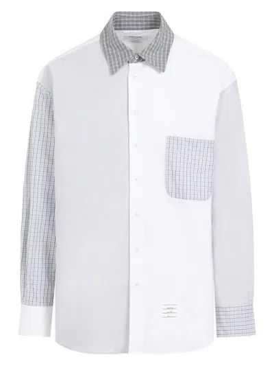 Thom Browne White Cotton Funmix Oversized Long Sleeve Shirt In White