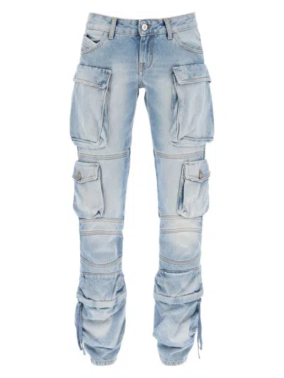 Attico Essie Flared Cargo Pants In Blue