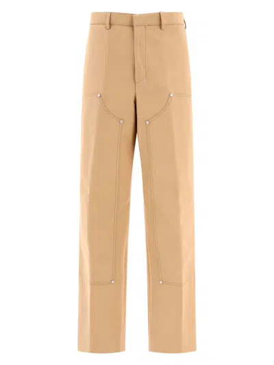 Palm Angels Monogram Tailored Pants In Beige