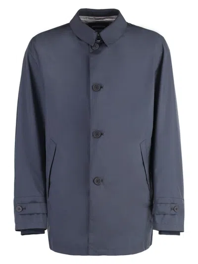 Herno Techno Fabric Raincoat In Blue