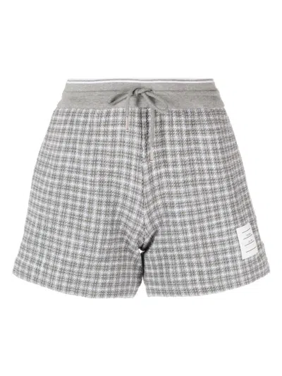 Thom Browne Cotton Tweed Drawstring Shorts In Grey