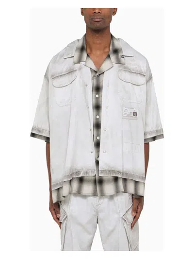 Shop Miharayasuhiro Men's Double-layer Short-sleeved Shirt In Grey