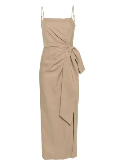 Msgm Gathered-detail Maxi Dress In Arena