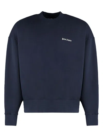 Palm Angels Men's Cotton Crew-neck Sweatshirt In Blue
