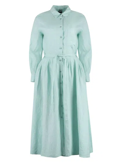 Aspesi Women's Linen Shirtdress In Light Blue