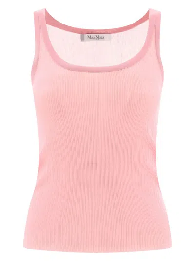 Max Mara Bastia Ribbed Silk Tank Top In Pink