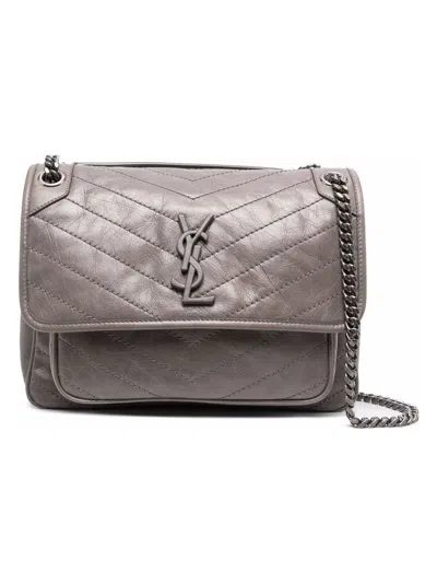Saint Laurent Ysl Bo Mng Niki M Tufo Naturel In Grey Kaki