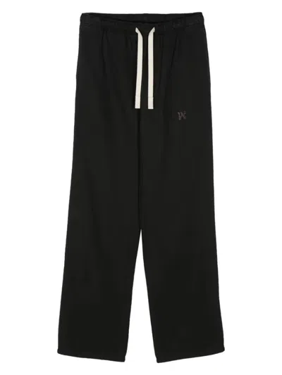 Palm Angels Men's Monogram Cotton Blend Trousers In Black