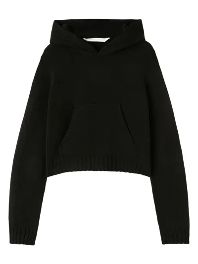 Shop Palm Angels Women's Logo Wool Blend Hoodie In Black