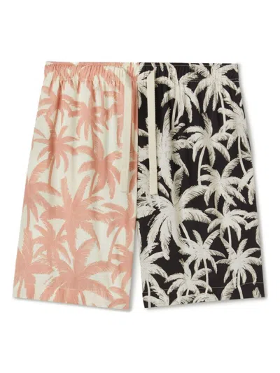 Palm Angels Patchwork Palms Shorts In Multicolor