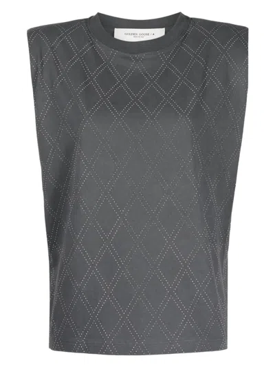 Golden Goose Journey Sleeveless Padded Shoulder T-shirt In Grey