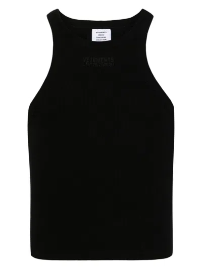 Shop Vetements Women's Logo Cotton Tank Top In Black