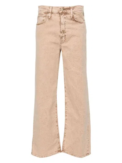 Mother The Dodger Flood High Rise Jeans In Dark Khaki In Beige