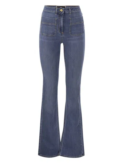 ELISABETTA FRANCHI WOMEN'S PAW JEANS WITH LOGO PLATES 